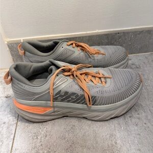Hoka Women’s Bondi 7 Sneakers in Gray and Orange